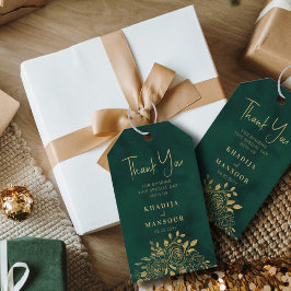 Royal Emerald Green Gold Floral Wedding Vielen Dan Geschenkanhänger