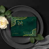 Royal Emerald Green Gold Glitzer Wedding RSVP Postkarte