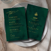 Royal Emerald Green Gold Islamic Wedding Menu Card