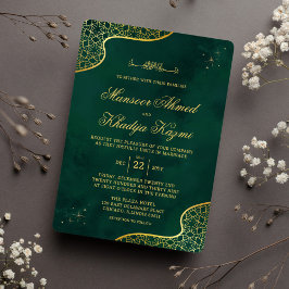 Royal Emerald Green Gold Verziert Islamische Hochz Einladung