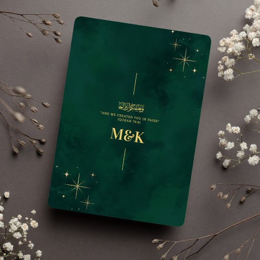 Royal Emerald Green Gold Verziert Islamische Hochz Einladung