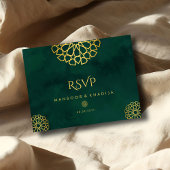 Royal Emerald Green Gold Verziert Wedding RSVP Postkarte