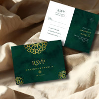 Royal Emerald Green Gold Verziert Wedding RSVP