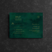 Royal Emerald Green Golden Lights Wedding RSVP Postkarte