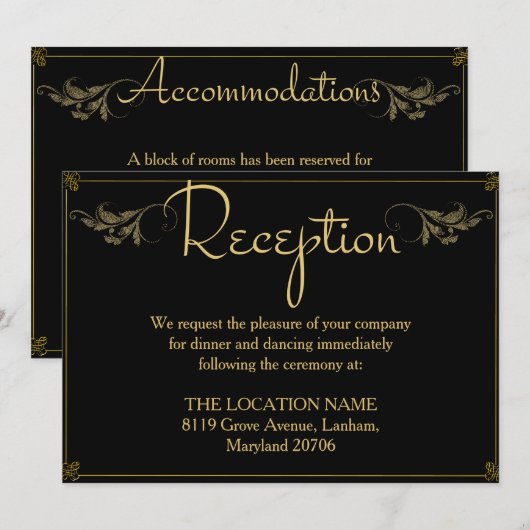 Royal Empfang Accommodation Wedding Sign Card Einladung (Vorne/Hinten)