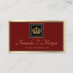 Royal Event Hochzeit Gold Frame Crown Burgund Visitenkarte