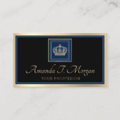 Royal Event Hochzeit Golden Crown Frame Black Navy Visitenkarte (Vorderseite)