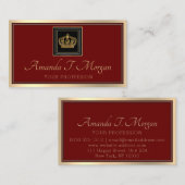 Royal Event Wedding Gold Frame Crown Burgundy Visitenkarte (Vorne/Hinten)