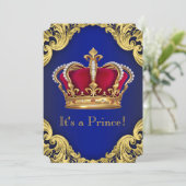 Royal Extravagant Prince Baby Dusche Einladung (Stehend Vorderseite)