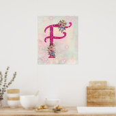 Royal F Pink Initial Poster (Küche)
