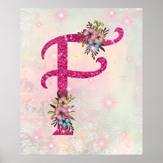 Royal F Pink Initial Poster (Vorne)