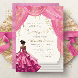 Royal Fairytale Hot Pink Quinceanera Einladung
