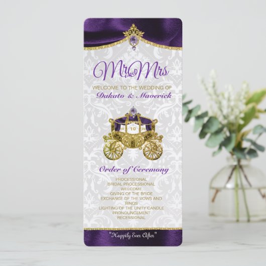 Royal Fairytale IWedding Program Einladung (Stehend Vorderseite)