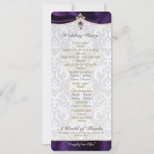 Royal Fairytale IWedding Program Einladung (Rückseite)