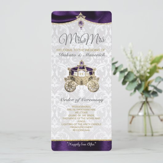 Royal Fairytale IWedding Program Einladung (Stehend Vorderseite)