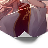 Royal Fantasy Anime Princess in Elegant Red Poster (Ecke)