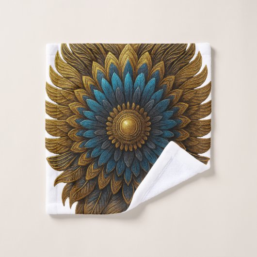 Royal Feather | Black & Gold Egyptian Bath Towel Waschlappen (Waschlappen)