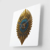 Royal Feather | Black & Gold Egyptian Wall Clock Quadratische Wanduhr (Winkel)