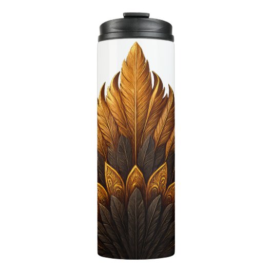 Royal Feather | Black & Gold   Thermosbecher (Vorderseite)
