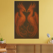 Royal Fire Phoenix Pair – Luxury Canvas Art Leinwanddruck (Insitu (Wohnzimmer))