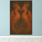 Royal Fire Phoenix Pair – Luxury Canvas Art Leinwanddruck (Insitu (Holzboden))