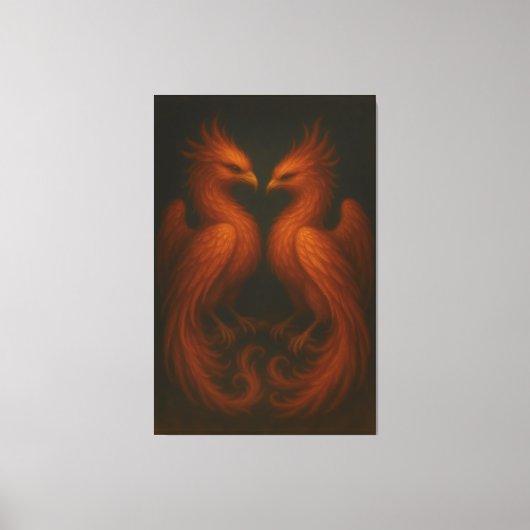 Royal Fire Phoenix Pair – Luxury Canvas Art Leinwanddruck (Vorderseite)