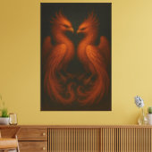 Royal Fire Phoenix Pair – Luxury Canvas Art Leinwanddruck (Insitu (Wohnzimmer))
