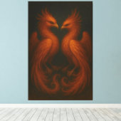 Royal Fire Phoenix Pair – Luxury Canvas Art Leinwanddruck (Insitu (Holzboden))