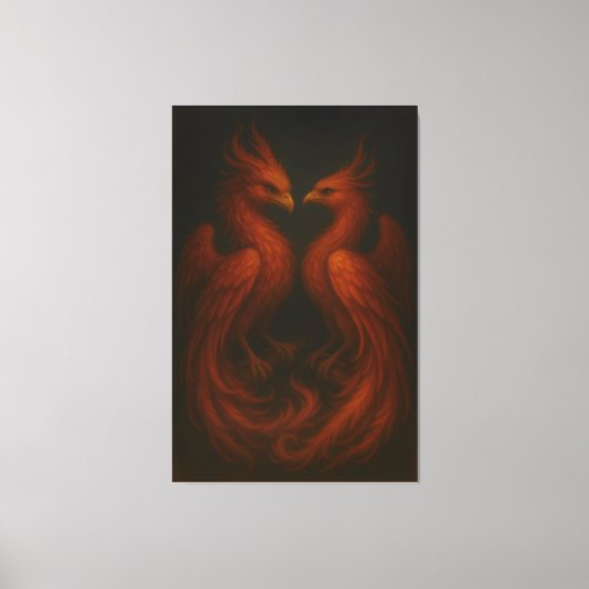 Royal Fire Phoenix Pair – Luxury Canvas Art Leinwanddruck (Vorderseite)