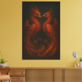 Royal Fire Phoenix Pair – Luxury Canvas Art Leinwanddruck (Insitu (Wohnzimmer))
