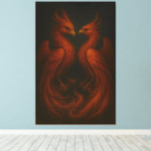 Royal Fire Phoenix Pair – Luxury Canvas Art Leinwanddruck (Insitu (Holzboden))