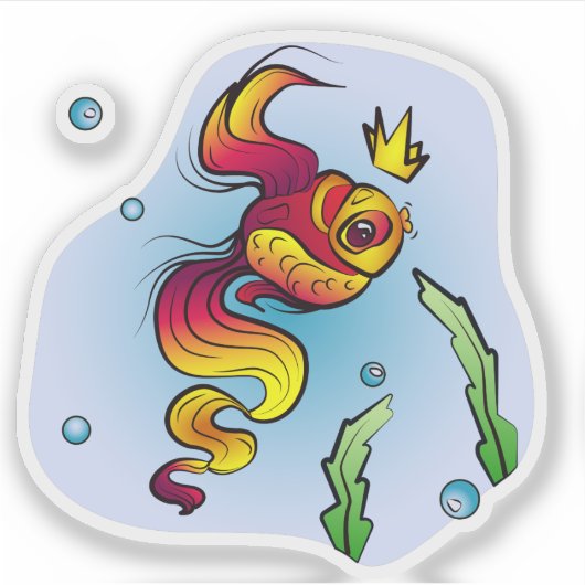 Royal Fish with a Golden Crown Aufkleber (Vorderseite)