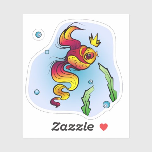 Royal Fish with a Golden Crown Aufkleber (Blatt)