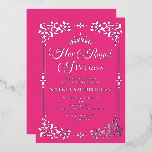 Royal Fivity Princes 5th Birthday Foil Einladung (Vorderseite/Rückseite)