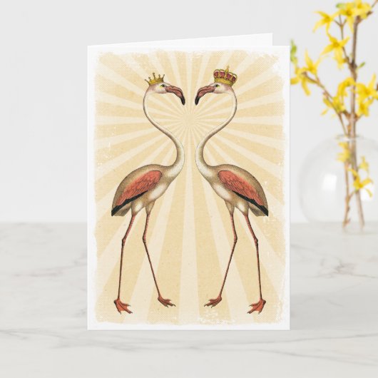 Royal Flamingos in Liebe Karte (Gelbe Blume)