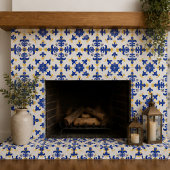 Royal Fleur Bold Blue and Gold Botanical Fliese