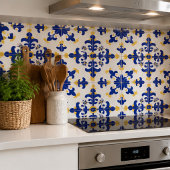 Royal Fleur Bold Blue and Gold Botanical Fliese