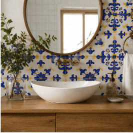 Royal Fleur Bold Blue and Gold Botanical Fliese