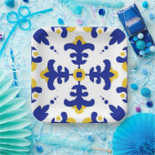 Royal Fleur Bold Blue and Gold Botanical  Pappteller (Party)