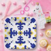 Royal Fleur Bold Blue and Gold Botanical  Pappteller (Party)