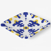 Royal Fleur Bold Blue and Gold Botanical  Pappteller (Gewinkelt)
