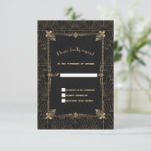 Royal Fleur-de-Lis Art Deco 1920s Wedding RSVP Karte (Stehend Vorderseite)