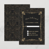 Royal Fleur-de-Lis Art Deco 1920s Wedding RSVP Karte (Vorne/Hinten)