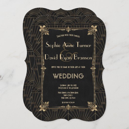 Royal Fleur-de-Lis Art Déco der 20er Jahre Einladung (Vorne/Hinten)