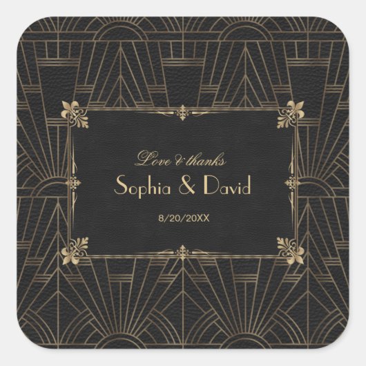 Royal Fleur-de-Lis Art Déco der 20er Jahre Quadratischer Aufkleber (Vorderseite)