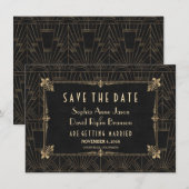 Royal Fleur-de-Lis Art Déco der 20er Jahre Save th The Date (Vorne/Hinten)