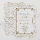 Royal Fleur-de-Lis Art Deco Gold 20er Hochzeit Einladung (Vorne/Hinten)
