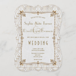 Royal Fleur-de-Lis Art Deco Gold 20er Hochzeit Einladung