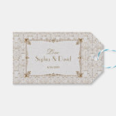 Royal Fleur-de-Lis Art Deco Gold 20er Hochzeit Geschenkanhänger (Vorderseite (Horizontal))