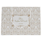 Royal Fleur-de-Lis Art Deco Gold 20er Hochzeit Große Geschenktüte (Vorderseite)